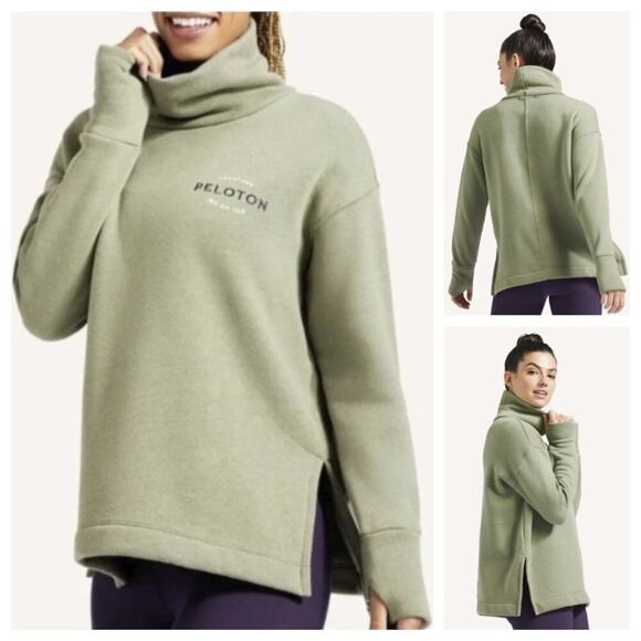 Peloton Women's Funnel Neck Pullover Olive Green Size M - Picture 1 of 10